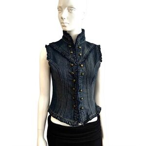 Vintage Y2K UB Jeans Military Style Denim Vest